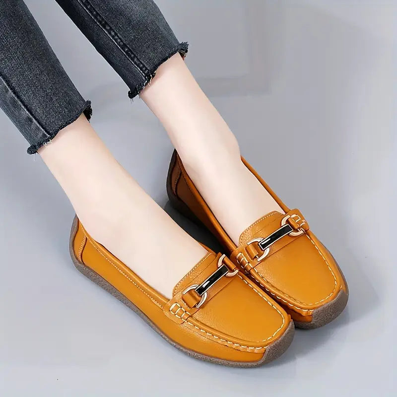 Mocassins Loafers Femme Décontractés MINITOO – Chaussures Bateau Confortables Avec Boucles Métal, Suède Souple, Idéales Travail Et Quotidien