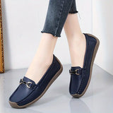 mocassins élégants et polyvalents avec boucle en métal pour femme