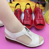 Sandales d'été en cuir synthétique à semelle plate pour femmes