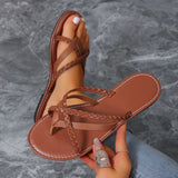 sandales tongs à design tressé pour femme