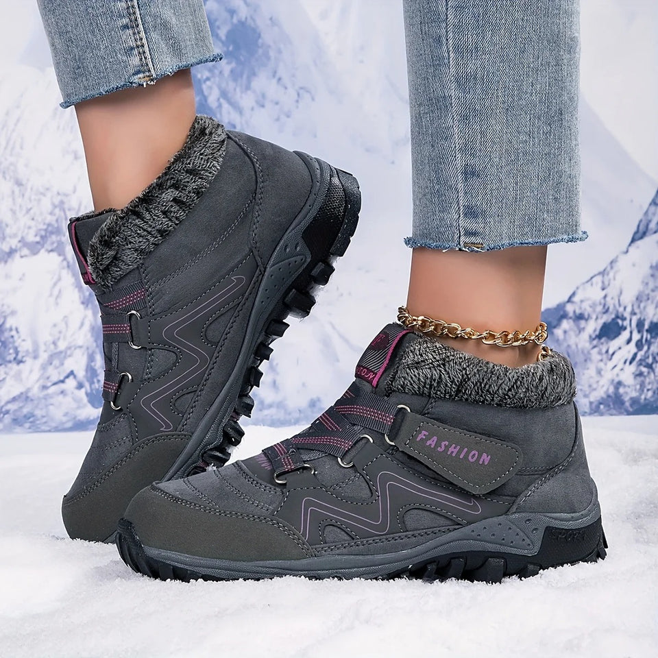 Bottines Femme Hiver Imperméables Antidérapantes - Pour Pieds Larges, Doublure Chaude - Bottines Orthopédiques Confortables, Style Décontracté