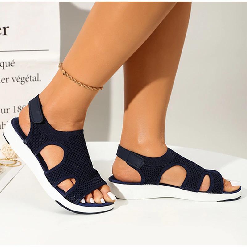 Sandales Plates élastiques Pour Femme - Confort, Nu-pieds, Semelle Orthopédique - Pour Marche, Plage, été